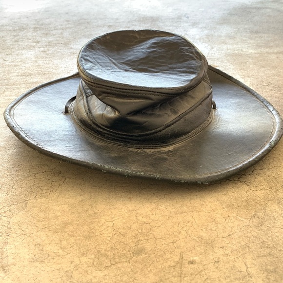Vtg Gaucho Leather Hat Medium Rare 7s 